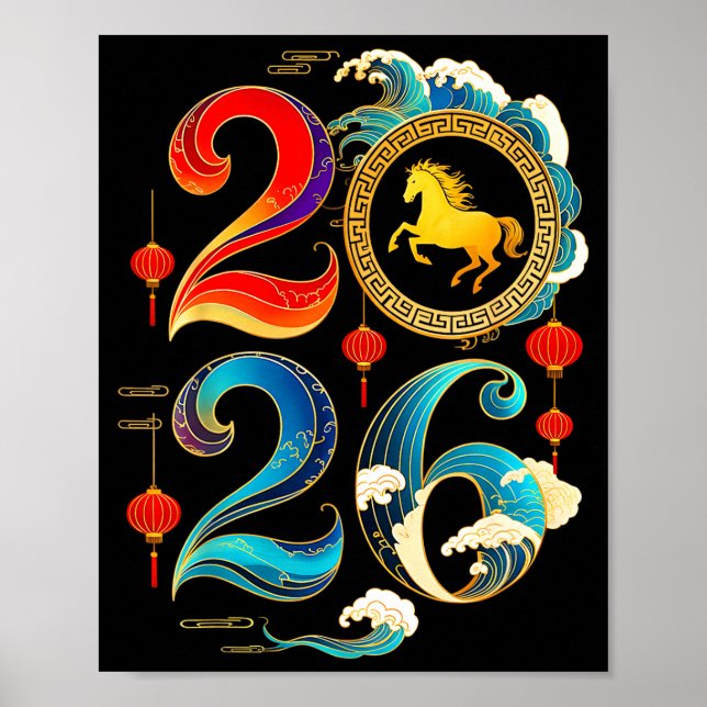 2026 Year Of The Horse Lunar Chinese New Year 2026 Poster (Framsidan)