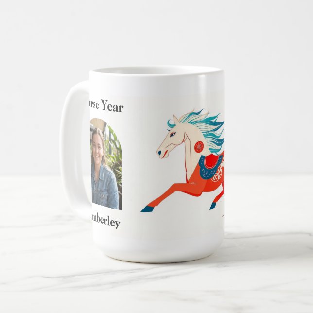 2026 Year Of The Horse Lunar New Year Custom Kaffemugg (Framsida vänster)