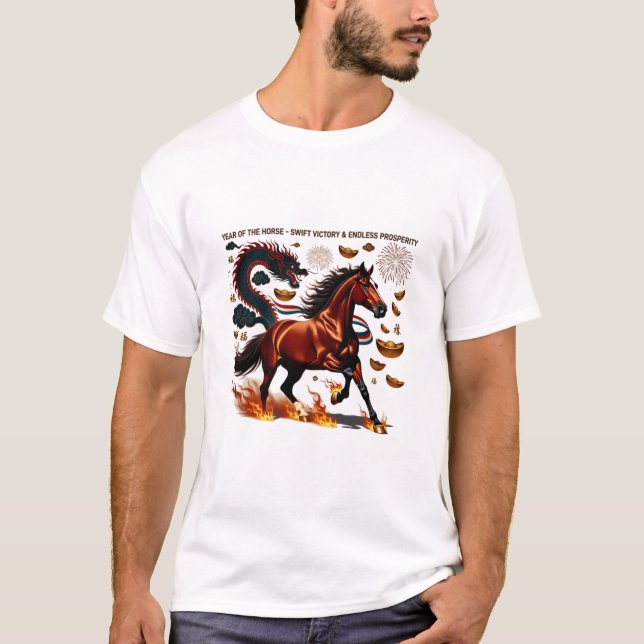 2026 Year of the Horse Triumph, Lunar Zodiac Gift T Shirt (Framsida)