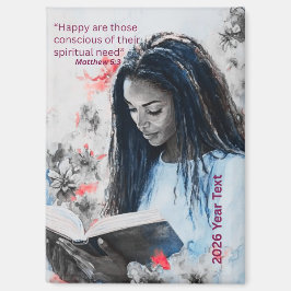 2026 Year Text Woman Reading Magnet