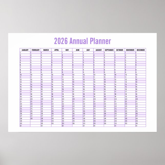 2026 Year-to-View Wall Planner Calendar  Poster (Framsidan)