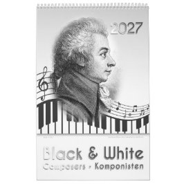 2027, 12 kompositörsporträtt i "Svart & Vitt" Kalender