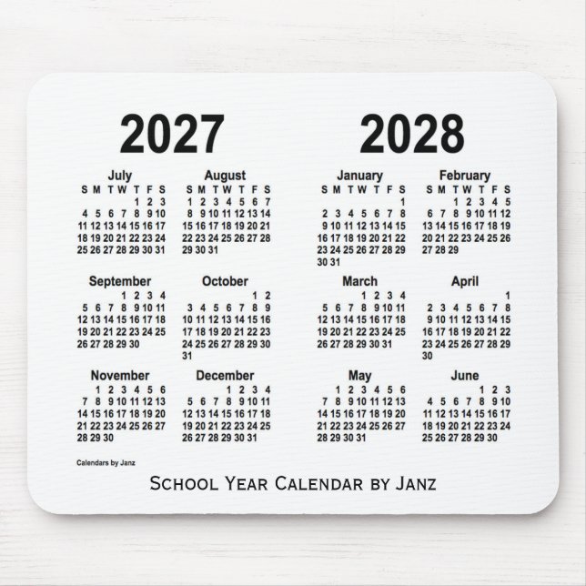 2027-2028 års vitbokskalender från Janz Musmatta (Framsidan)