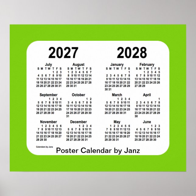 2027-2028 Grönt skolkalender från Janz Poster (Framsidan)