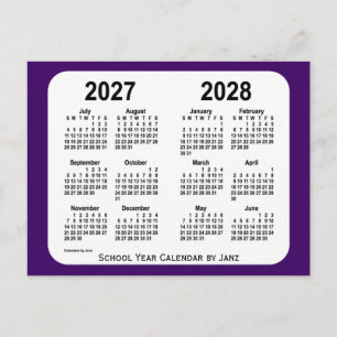 2027-2028 Lila Mini School Year Calendar by Janz Vykort