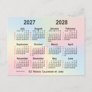 2027-2028 Regnbåge 52 veckors kalender från Janz Vykort