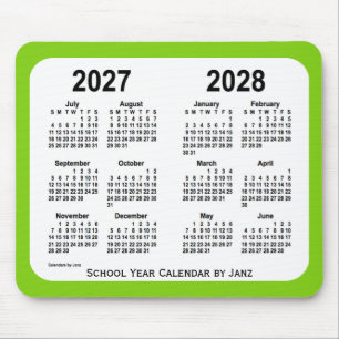 2027-2028 skolar gul grönt kalendern vid Janz Musmatta