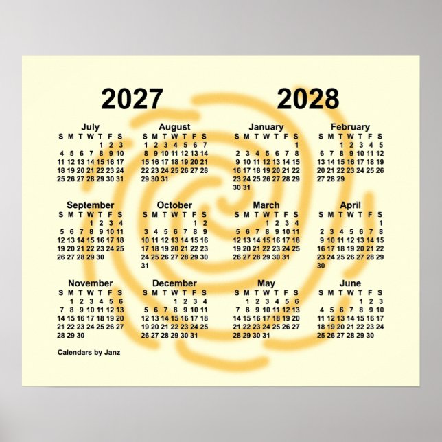 2027-2028 Soliga Dagar Skolårs Kalender av Janz Poster (Framsidan)