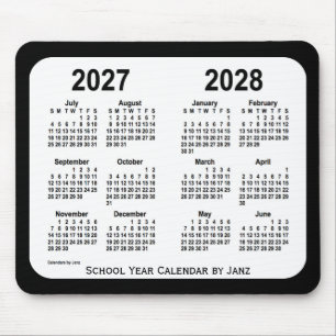 2027-2028 Svartvit skolkalender från Janz Musmatta