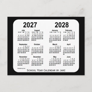 2027-2028 Svartvit skolkalender från Janz Vykort
