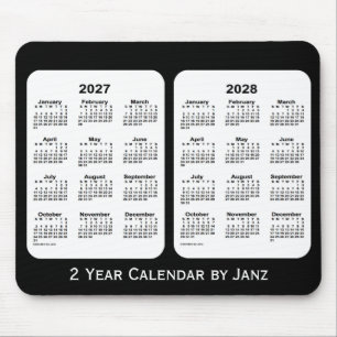 2027-2028 svartvita 2 år kalender vid Janz Musmatta