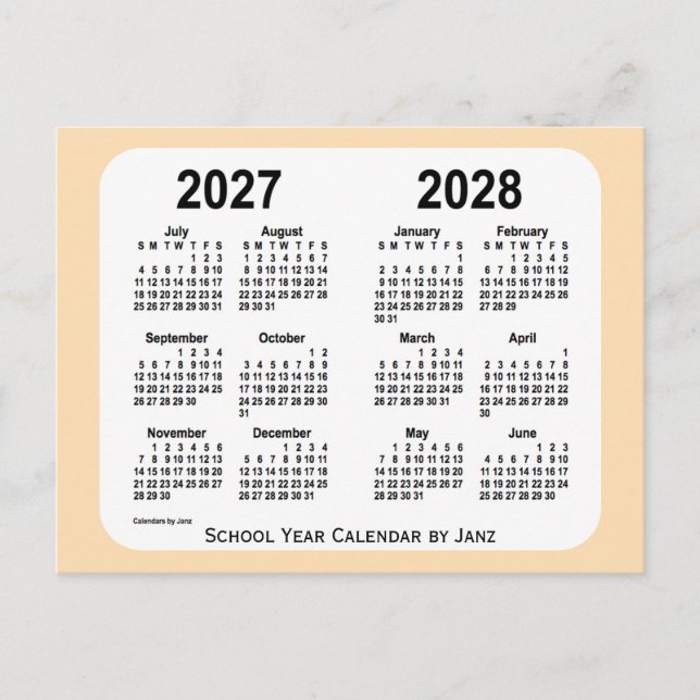 2027-2028 Wheat Mini skolkalender från Janz Vykort (Framsida)