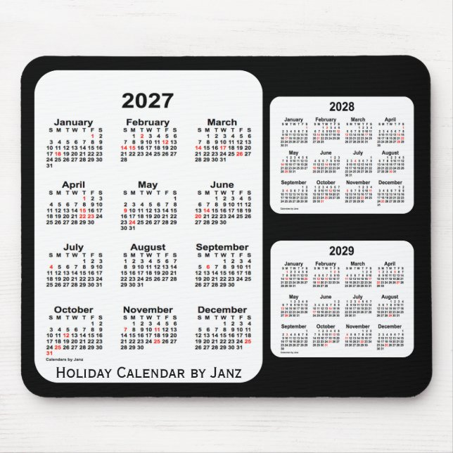 2027-2029 Black 3 Year Helgdag Calendar av Janz Musmatta (Framsidan)