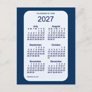 2027 Alice Blue 6 Month Mini Calendar av Janz Vykort
