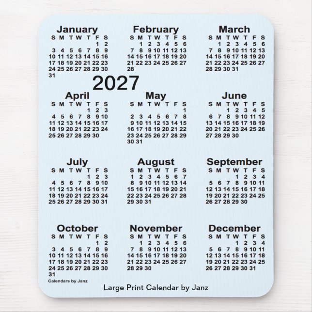 2027 Alice Blue Large Print Calendar från Janz Musmatta (Framsidan)