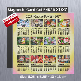 2027 Anpassad Foto Gnome Kalender söndagsstart