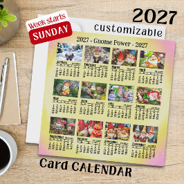 2027 Anpassad Foto Gnome Kalender söndagsstart