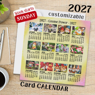2027 Anpassad Foto Gnome Kalender söndagsstart