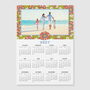 2027 Anpassad Foto Retro Blommig Kalender