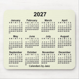 2027 års Beige-kalender av Janz Mouse Pad Musmatta