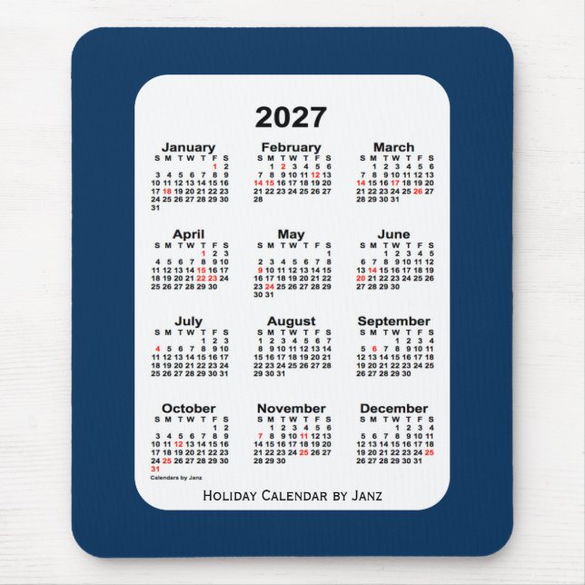 2027 års blåkalender i Helgdag-boxen från Janz Musmatta (Framsidan)