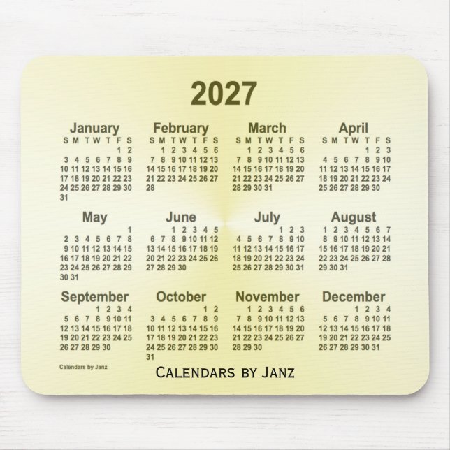 2027 års Brass-kalender av Janz Mouse Pad Musmatta (Framsidan)
