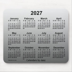 2027 års inmatade vita kalender av Janz Mouse Pad Musmatta