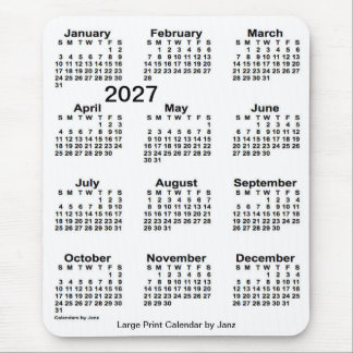 2027 års kalender för vit utskrift från Janz Musmatta