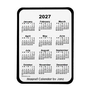 2027 års svartvitt kalender av Janz Magnet