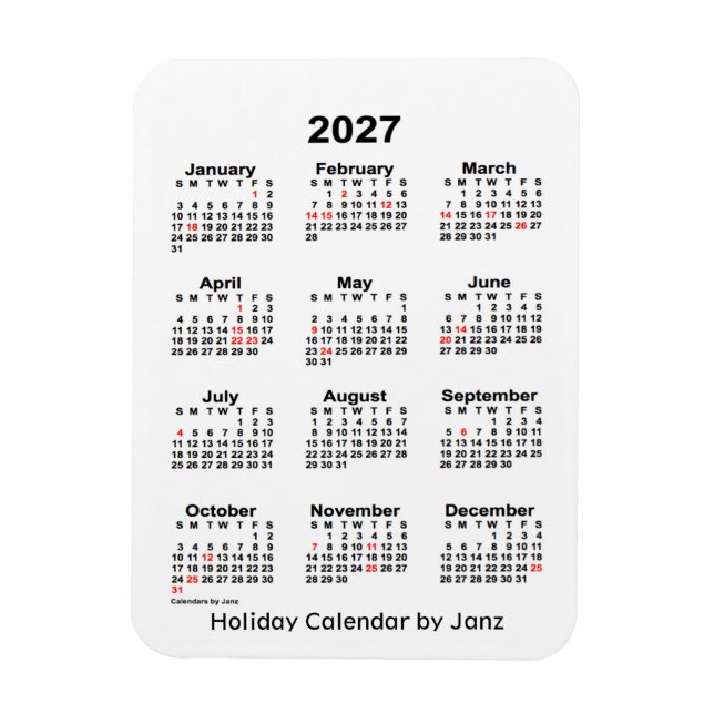 2027 års vitbok om Helgdag av Janz Magnet (Vertikal)