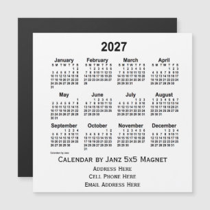 2027 års vitbokskalender från Janz 5x5 Magnet