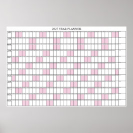 2027 Årsöversikt Enkel Väggplaneringskalender Poster