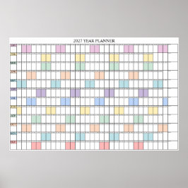 2027 Årsöversikt Enkel Väggplaneringskalender Poster