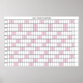 2027 Årsöversikt Enkel Väggplaneringskalender Poster