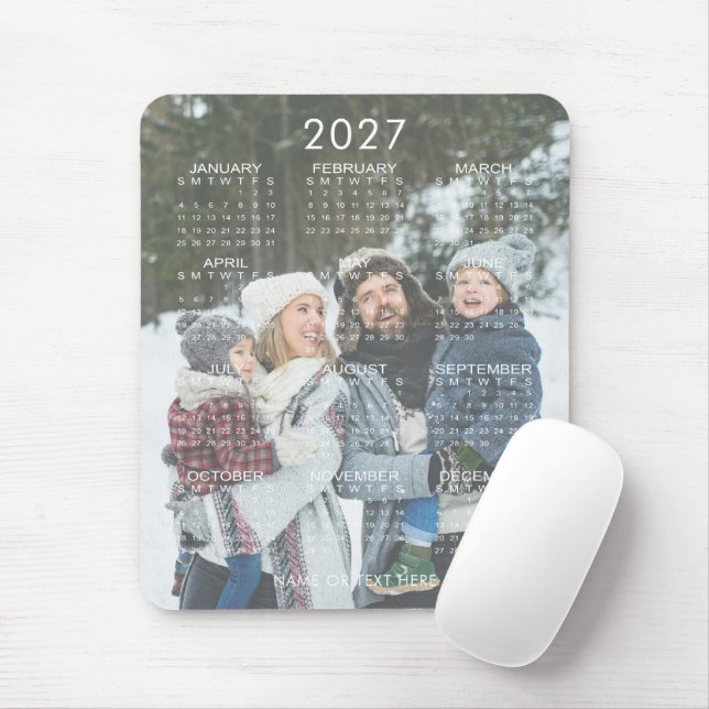 2027 Årsöversikt Kalender Foto Musmatta (Med mus)