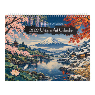 2027 Årstider i Japan Ukiyo-e Konst | 12 Naturskön Kalender