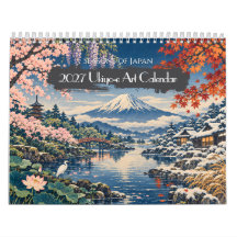 2027 Årstider i Japan Ukiyo-e Konst | 12 Naturskön