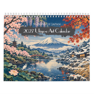 2027 Årstider i Japan Ukiyo-e Konst | 12 Naturskön Kalender