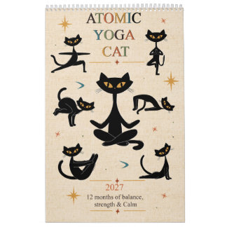 2027 Atomic Cat Yoga Kalender | Mid-Century Modern