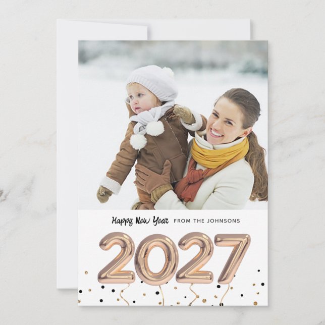 2027 Ballongnummer Gott Nytt År Foto Julkort (Framsida)