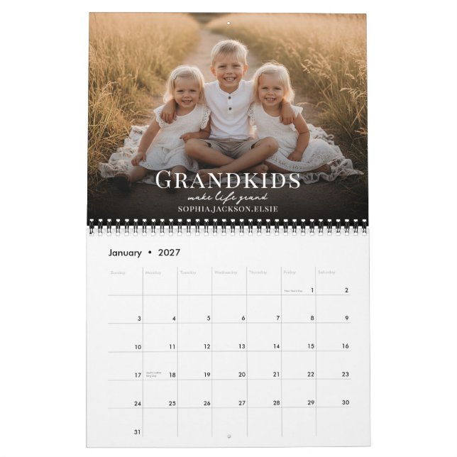 2027 Barnbarn Gör Livet Underbart Anpassad Foto  Kalender (Jan 2027)