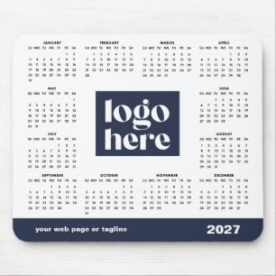 2027 Blå företagslogotyp Kampanjkalender Musmatta
