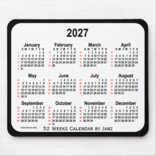 2027 Black Two Tone 52 Weeks-kalender från Janz Musmatta