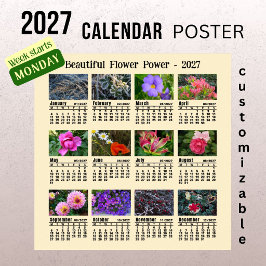 2027 Blomfoto Kalender - Måndagsvecka Poster
