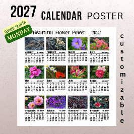 2027 Blomfoto Kalender - Måndagsvecka Poster