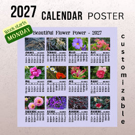 2027 Blomfoto Kalender - Måndagsvecka Poster
