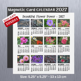 2027 Blomfoto Kalender söndag vecka Magnetkort