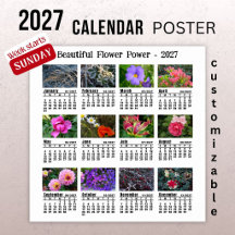2027 Blomfoto Kalender - Söndag Vecka