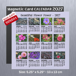 2027 Blomfotokalender söndag vecka Magnetkort