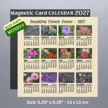 2027 Blomkalender - måndagsvecka magnetisk kort
